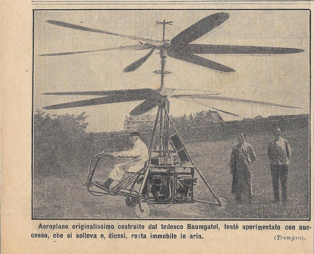 Aeroplano originalissimo costruito dal tedesco Baumgatel. Stampa 1912 | Immagine principale