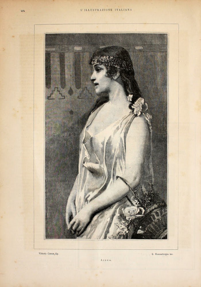 Aidea da un quadro di Vittorio Corcos. Stampa 1889