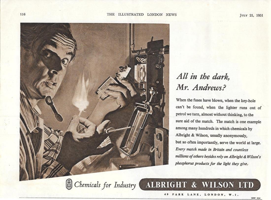 Albright &amp; Wilson Ldt. Chemicals for Industry. Pubblità 1951