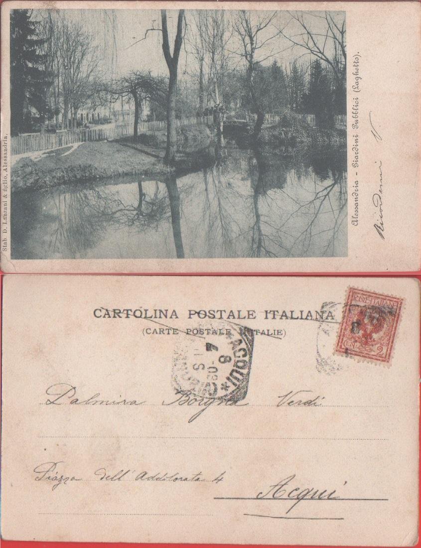 Alessandria. Giardini Pubblici. Laghetto. Viaggiata 1903