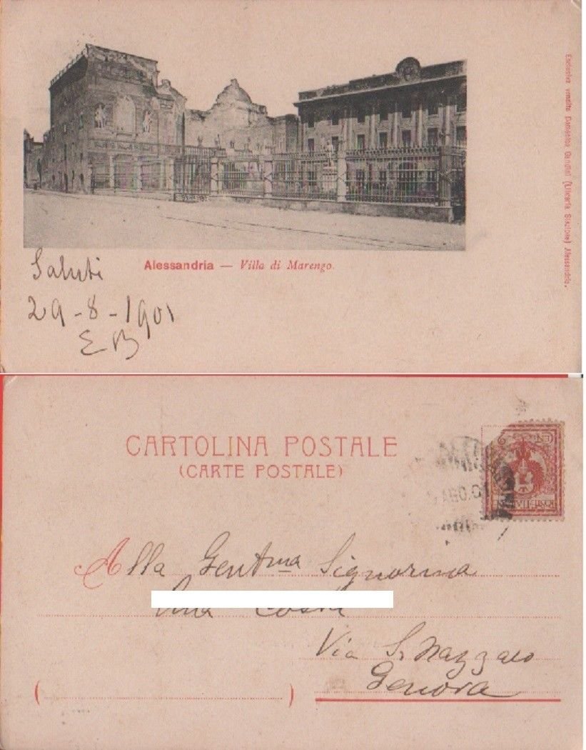 Alessandria. Villa di Marengo. Viaggiata 1901