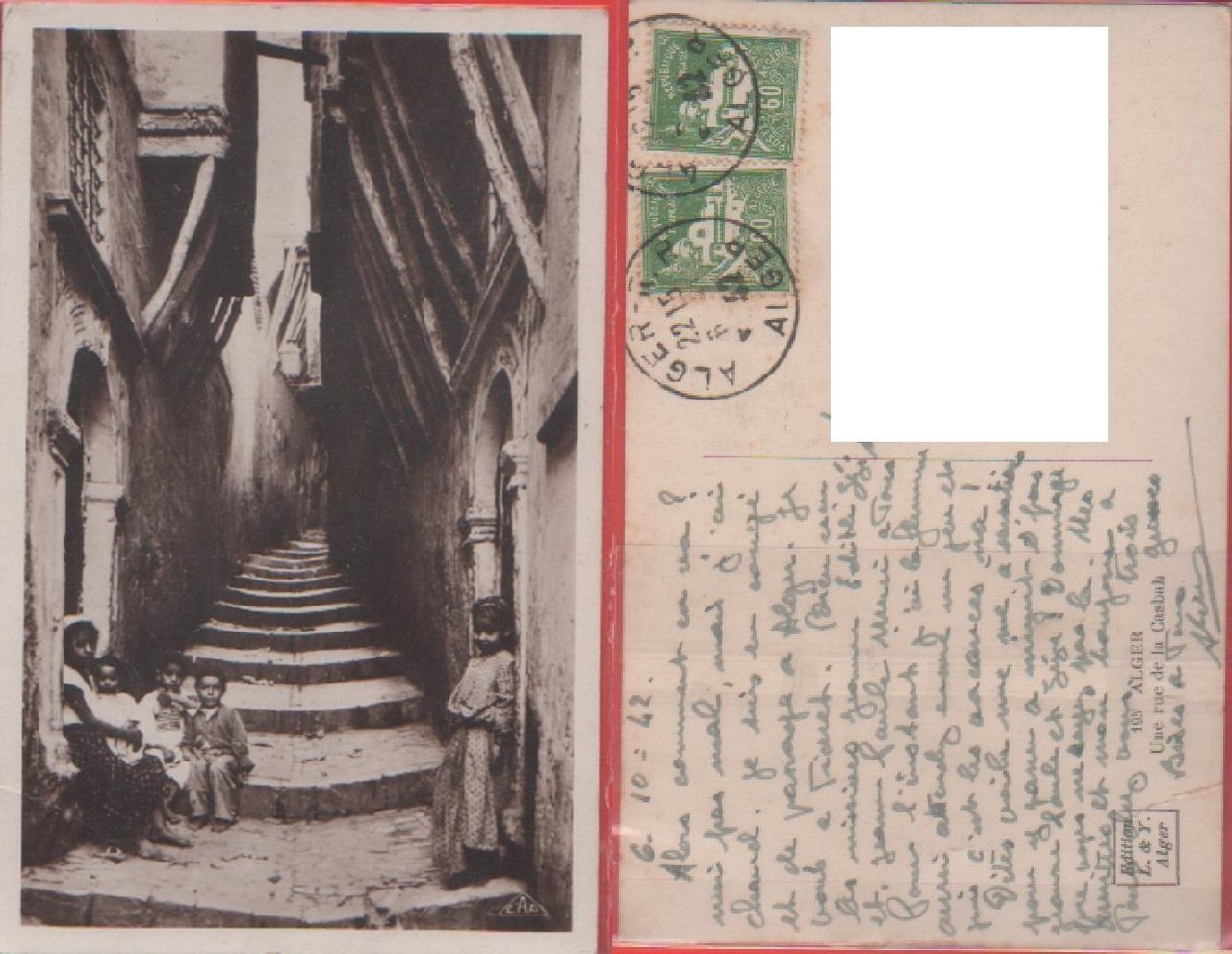 Alger. Un rue de la Casbah.Viaggiata 1952