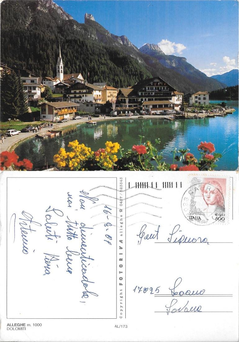 Alleghe. Dolomiti. Viaggiata 2001