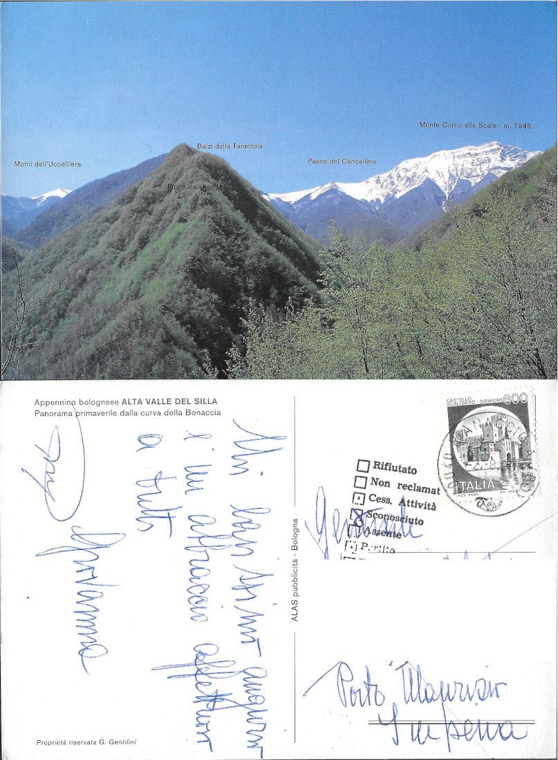 Alta Valle del Silla. Alto Appennino bolognese - Viaggiata 1990