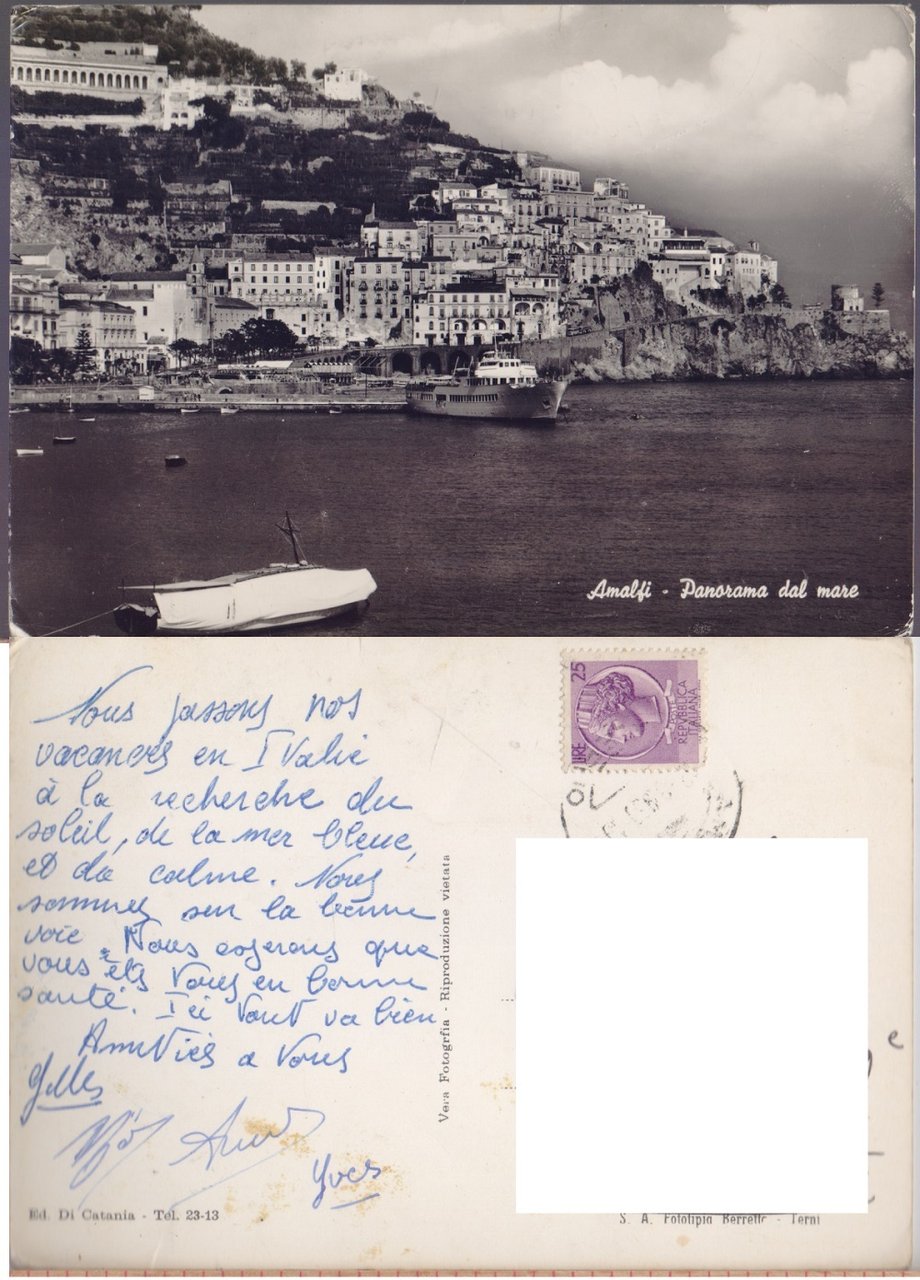 Amalfi. Panorama dal mare. Viaggiata