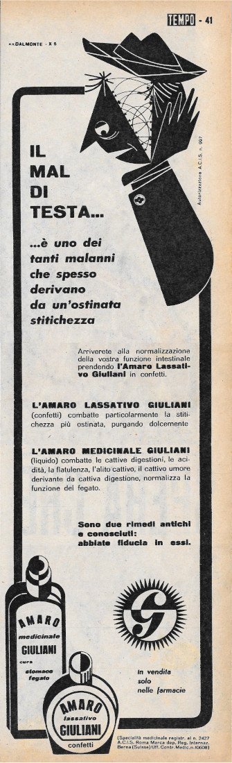 Amaro Lassativo Giuliani - Advertising 1956