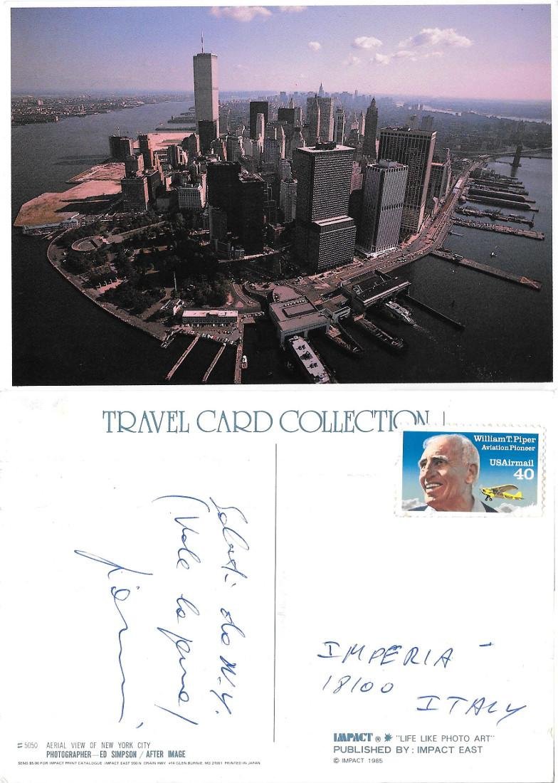 An aerial view New York City. Viaggiata 1997