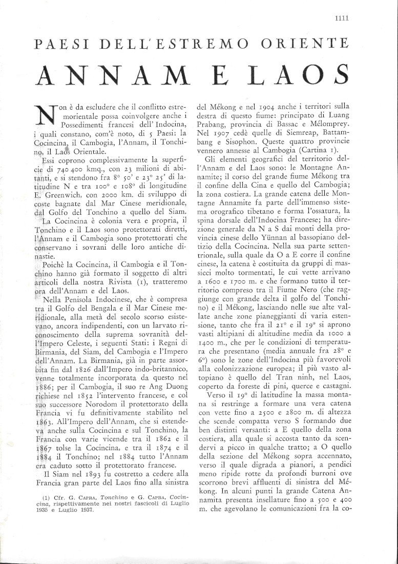 Annam e Laos - Estratto 1939