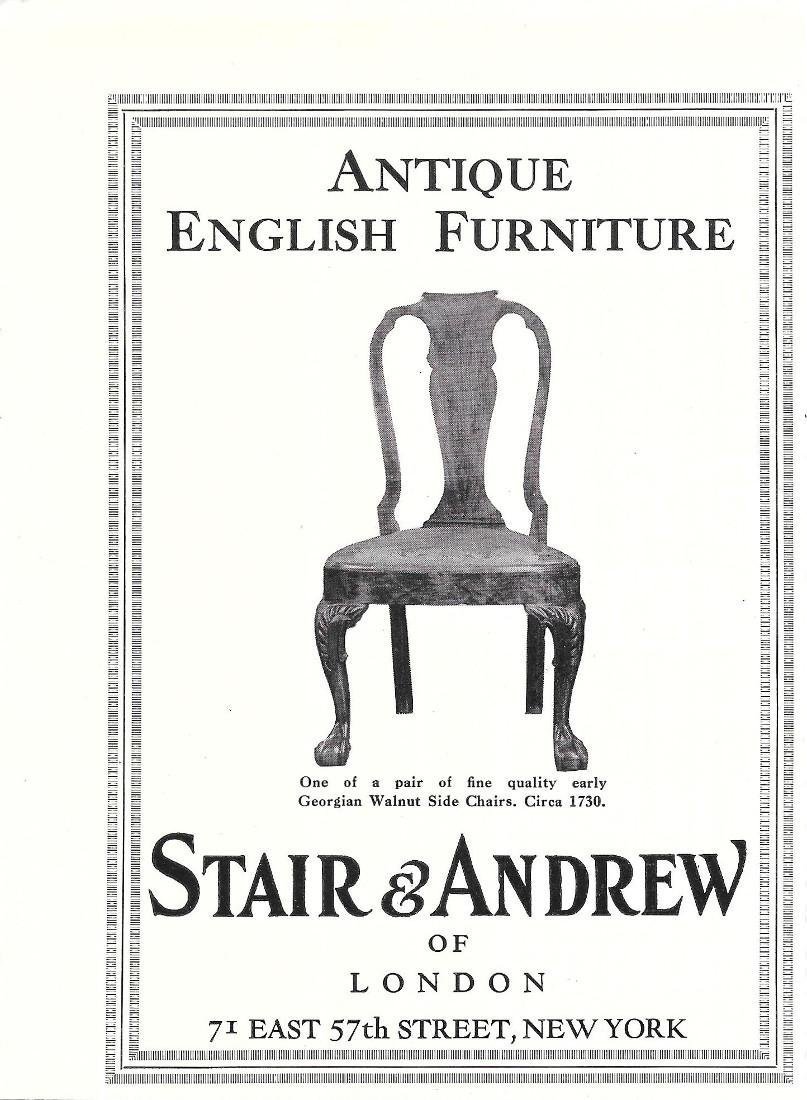 Antique english furniture. Stair &amp; Andrew London. Pubblicita 1930