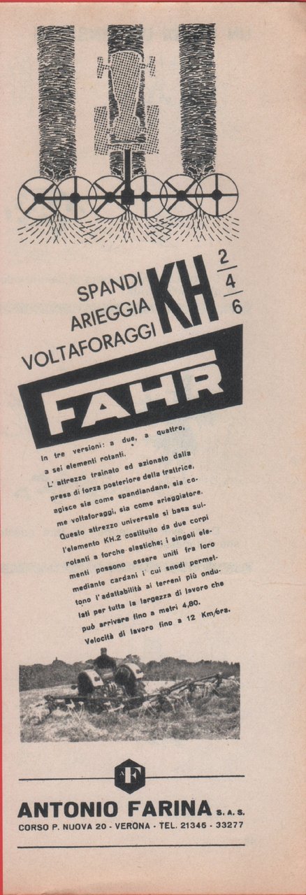 Antonio Farina. Fahr spandi, arieggia, voltaforaggi. Advertising 1965