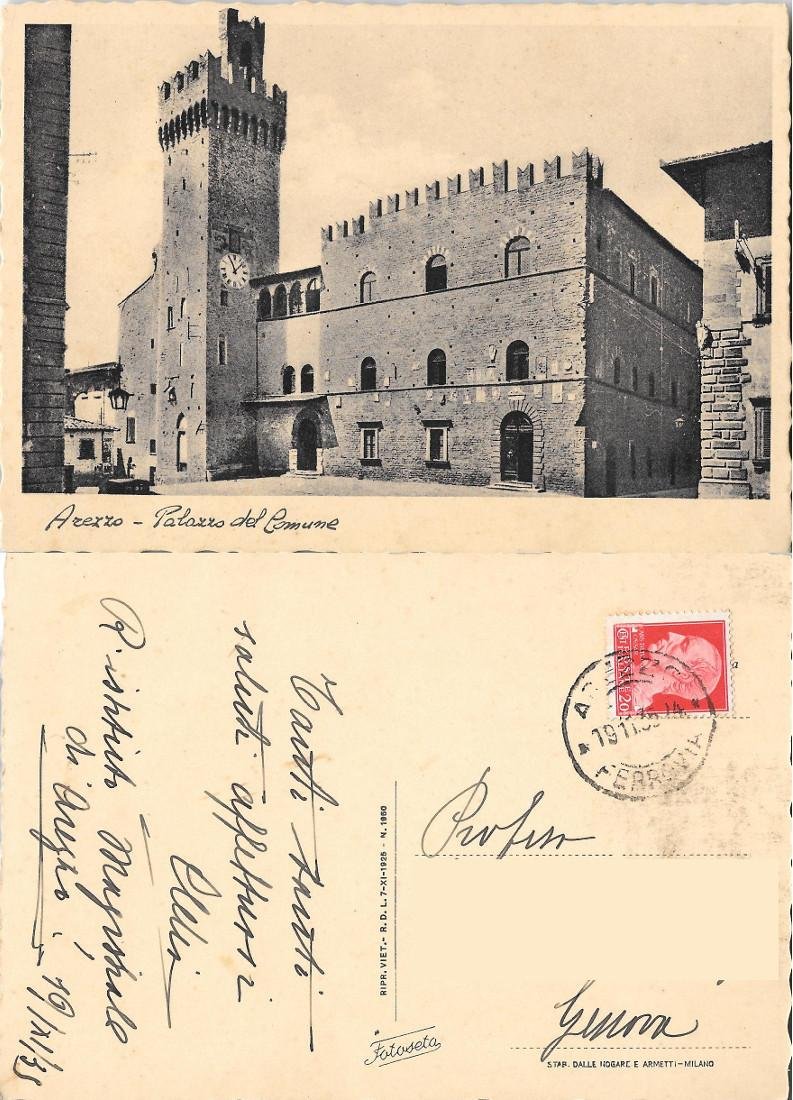 Arezzo. Palazzo del Comune . Viaggiata 1935