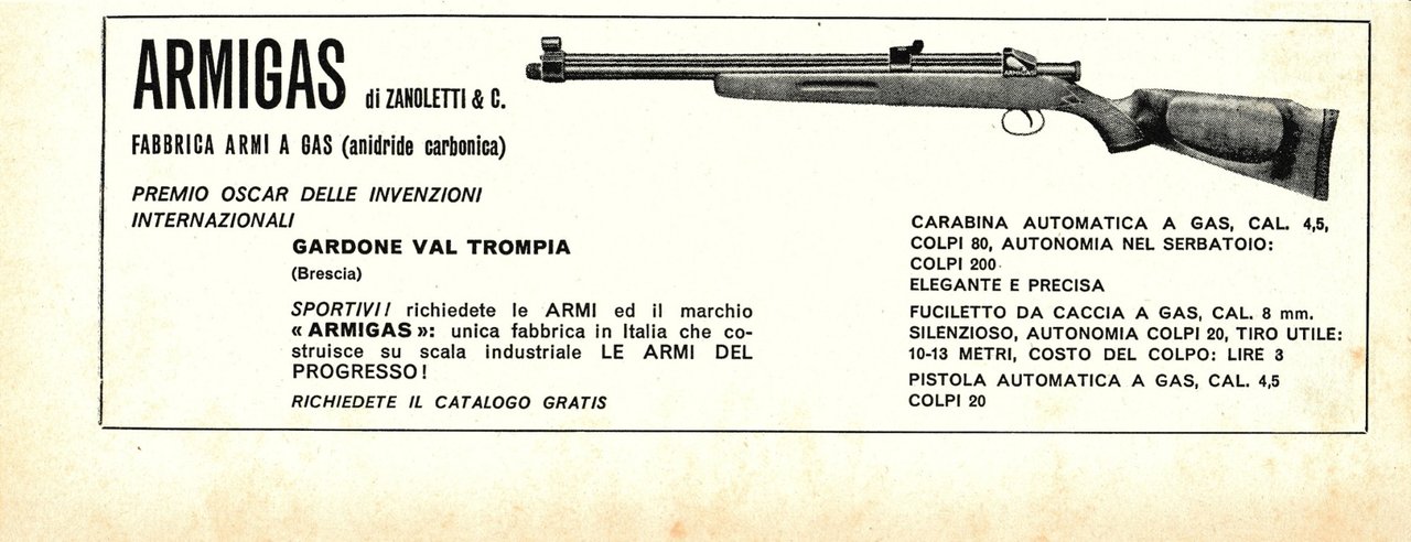 Armigas di Zanoletti &amp; C. Fabbrica armi a gas. Gardone …