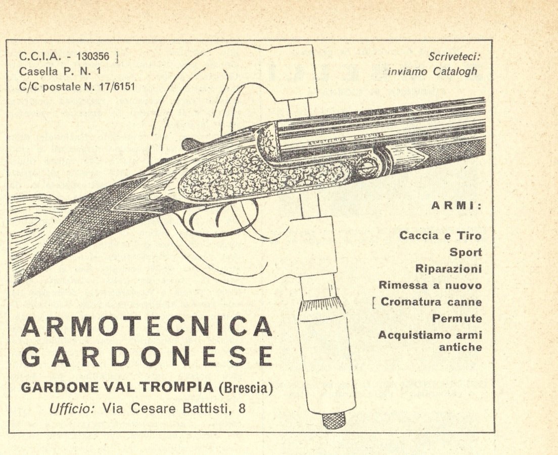 Armotecnica Gardonese. Gardone VT. Advertising 1963