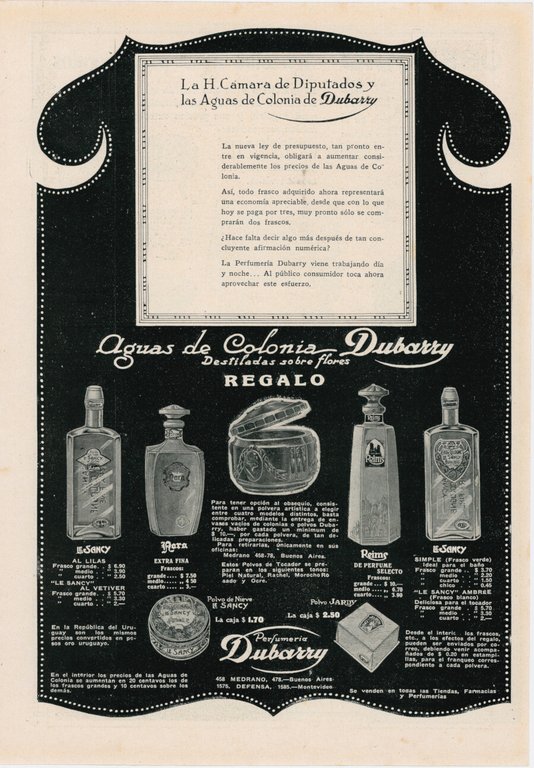 Articulos finos para regalos / Perfumeria Dubarry. Advertising 1922