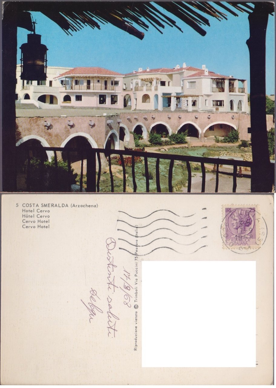 Arzchena (costa Smeralda). Hotel Cervo. Viaggiata 1968