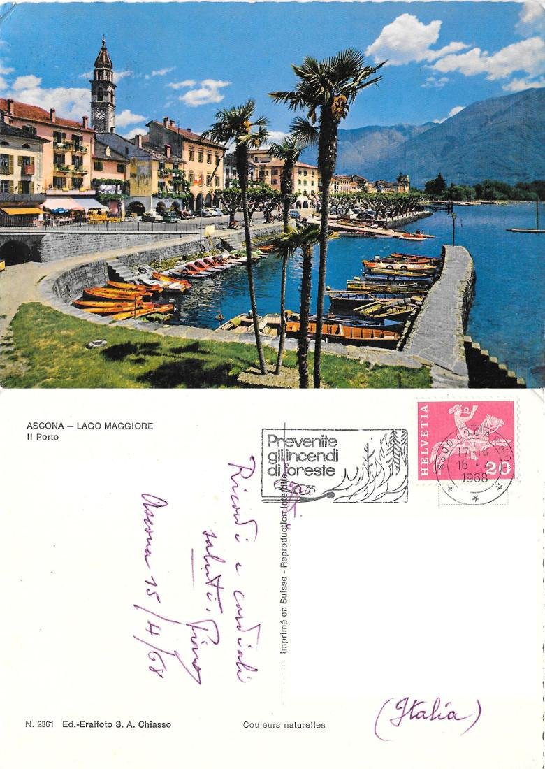 Ascona. Lago Maggiore. Il porto. Viaggiata 1968