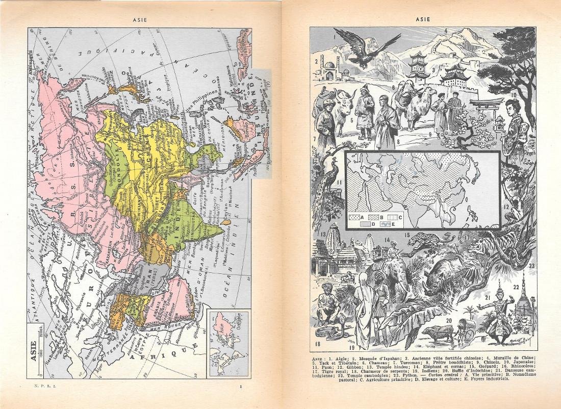 Asie. Stampa 1954, fronte/retro