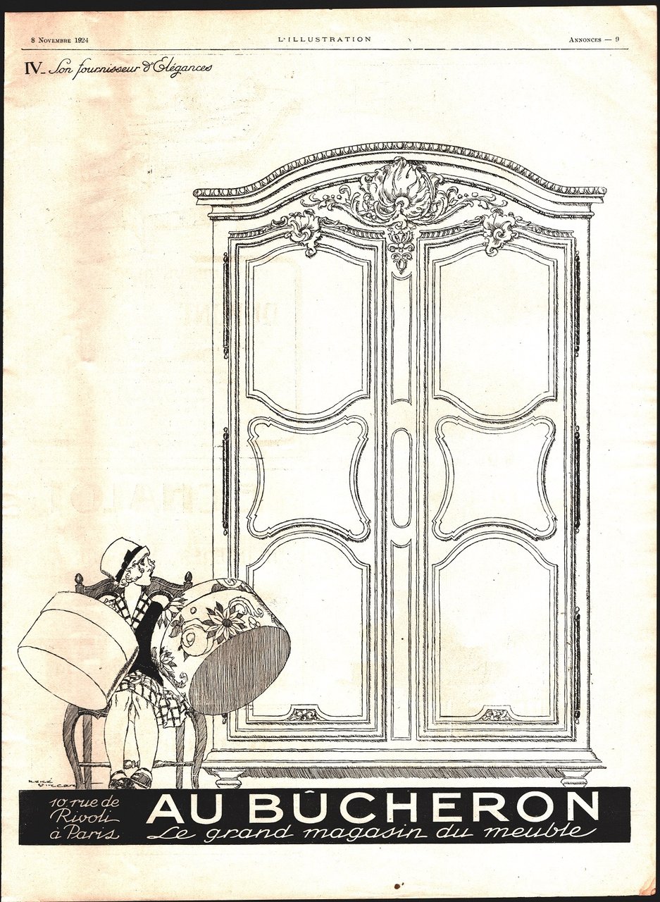 Au Bucheron le grand magasin du meuble. Advertising 1924
