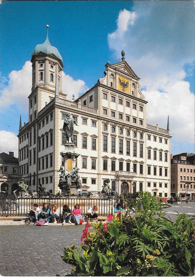 Augsburg. Rathaus und Augustusbrunnen. Non viaggiata