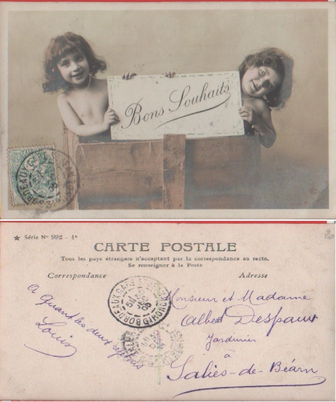 Auguri - Bon souhaits. Viaggiata 1905