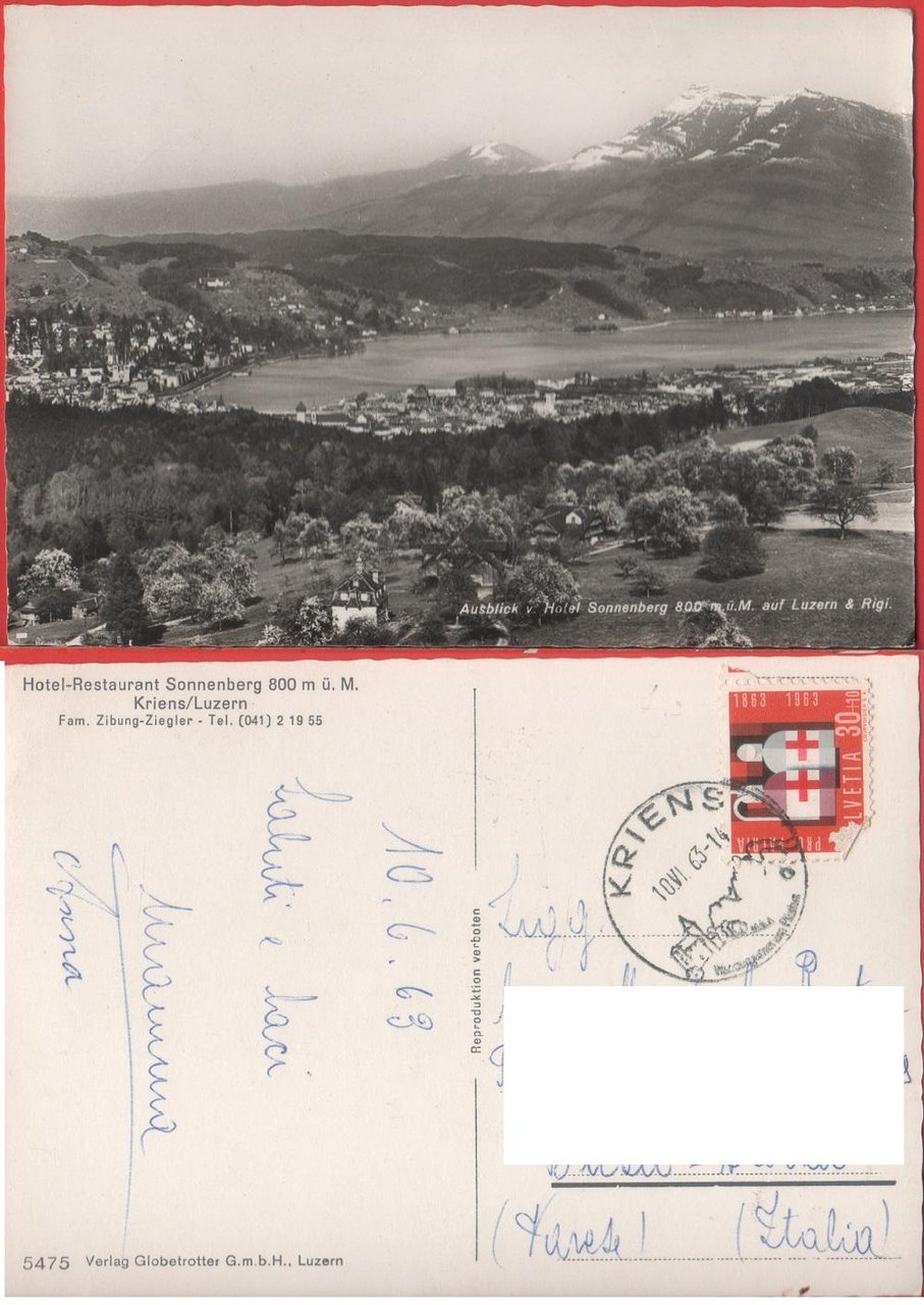 Ausblick v. Hotel Sonnenberg. Viaggiata 1963