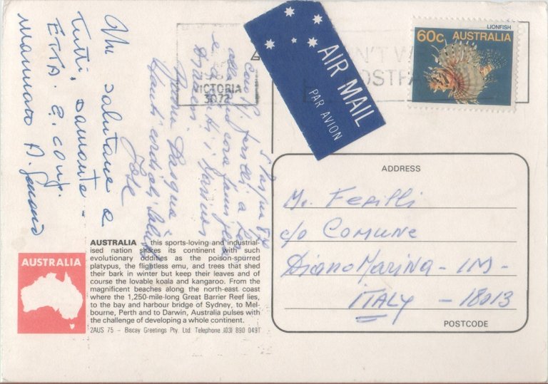 Australia. Viaggiata 1987