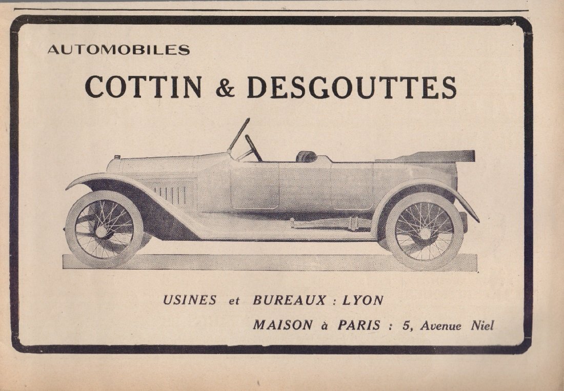 Automobiles Cottin &amp; Desgouttes. Advertising 1916