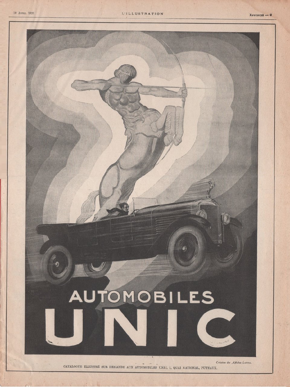 Automobiles Unic / Pneus Ducasble, Co.ie Francaise du Caoutchouc. Advertising …