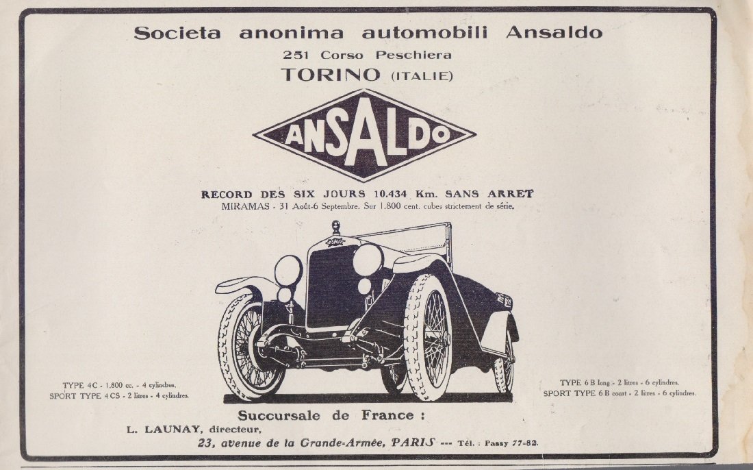 Automobili Ansaldo Torino. Advertising 1925