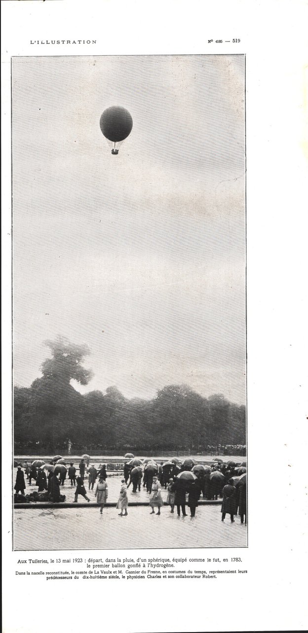 Aux Tuillerie depart d'un sferique, le premier ballon gonfie a …