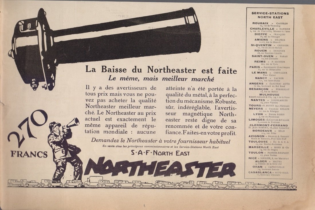Avertisseur Northeaster. Advertising 1926