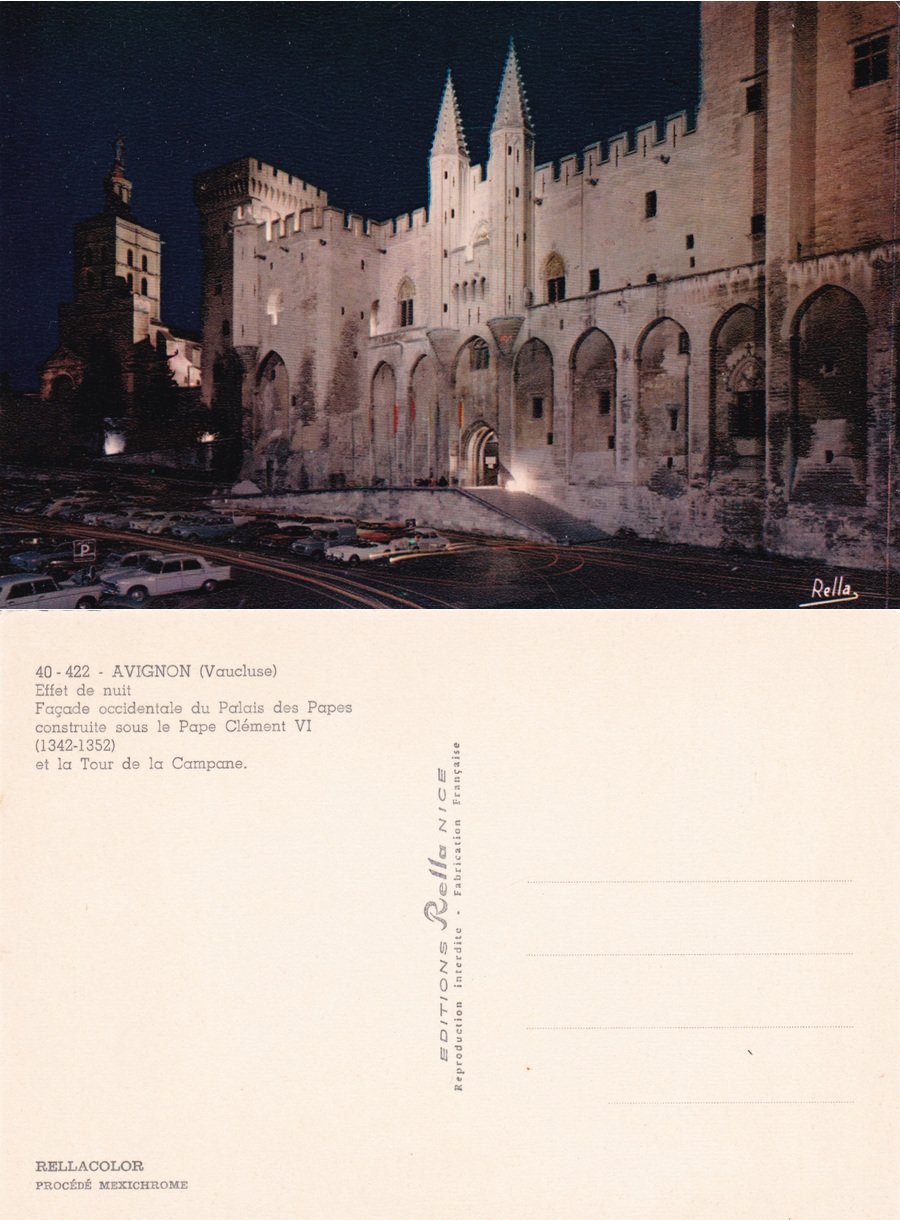Avignon. Facade occidentale du Palais des Papes. Effet de nuit. …