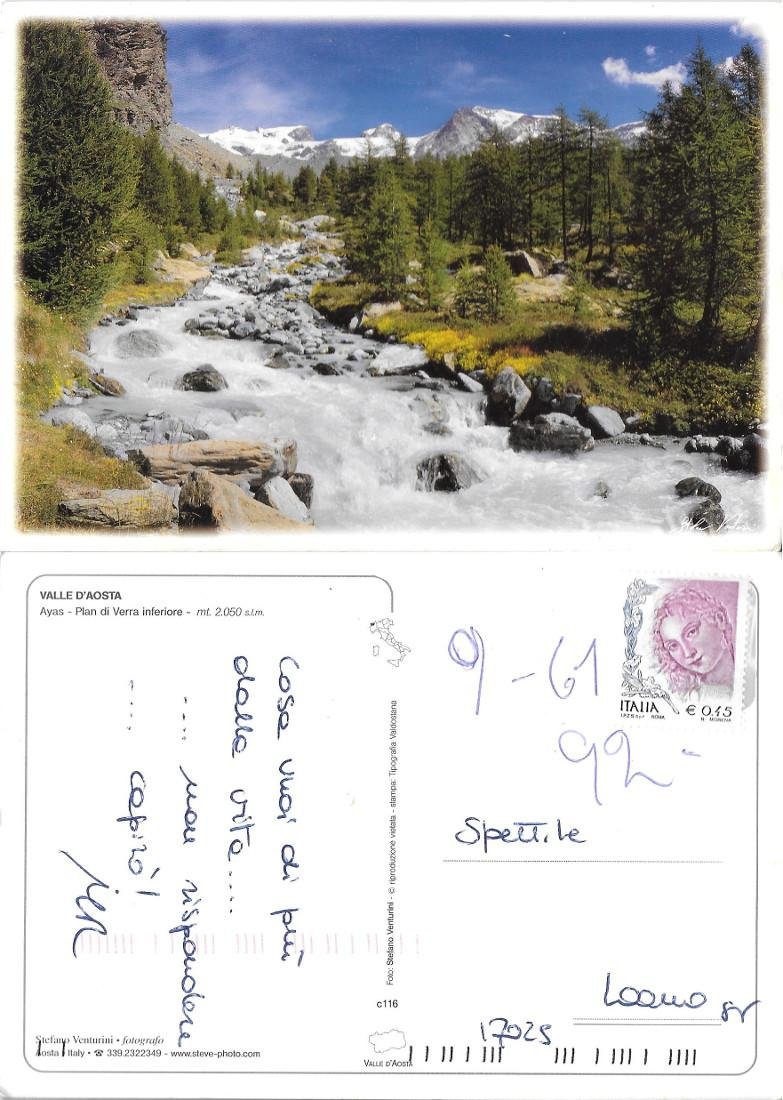 Ayas. Plan di Verra inferiore. Viaggiata 1992