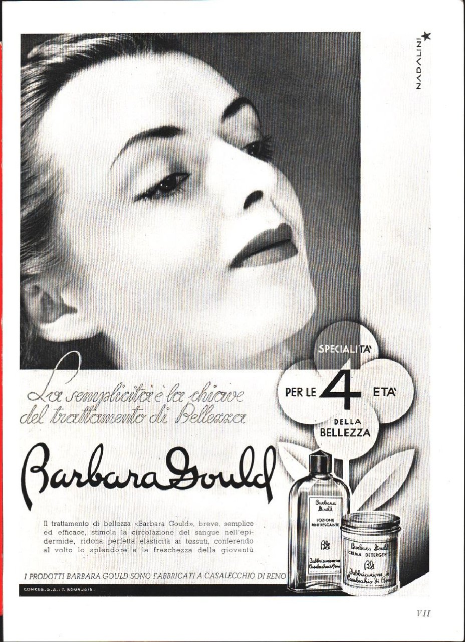 Babara Gould cosmetici. Pubblicità 1941