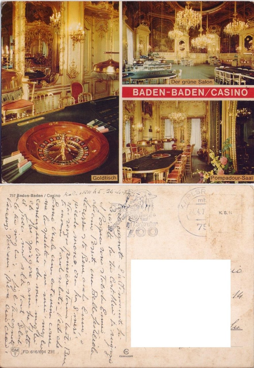Baden-Baden. Casino. Viaggiata 1974