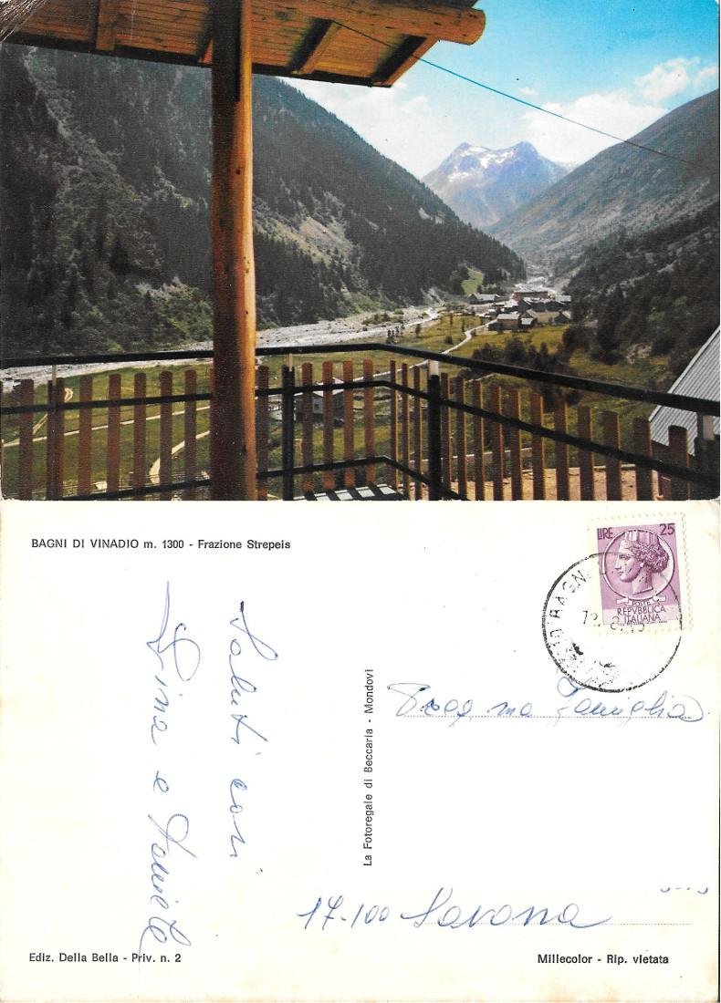 Bagni di Vinadio. Frazione Strepeis. Viaggiata 1968