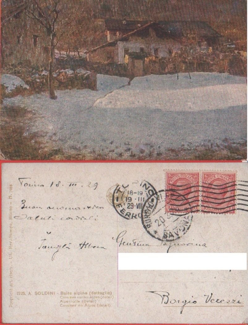 Baite alpine. A. Soldini. Viaggiata 1929