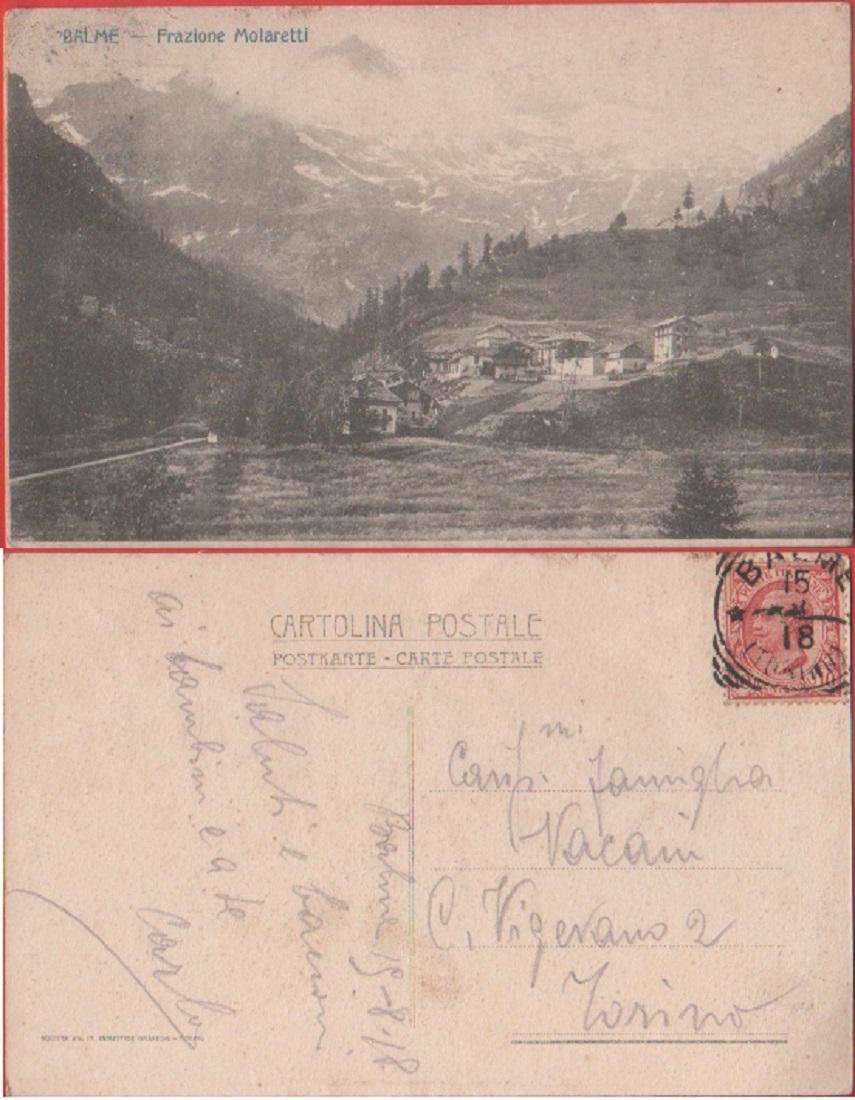 Balme (TO). Frazione Molaretti. Viaggiata 1918