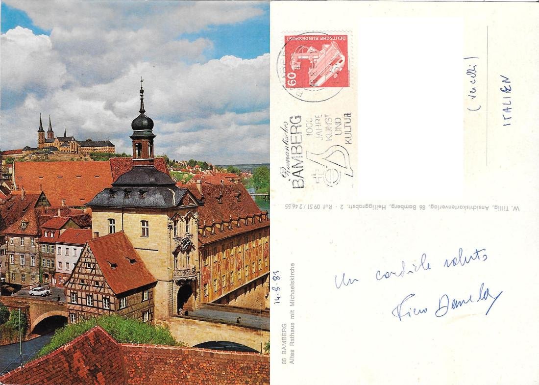 Bamberg (GER) Altes Rathaus mit Michaelskirche. Viaggiata 1983