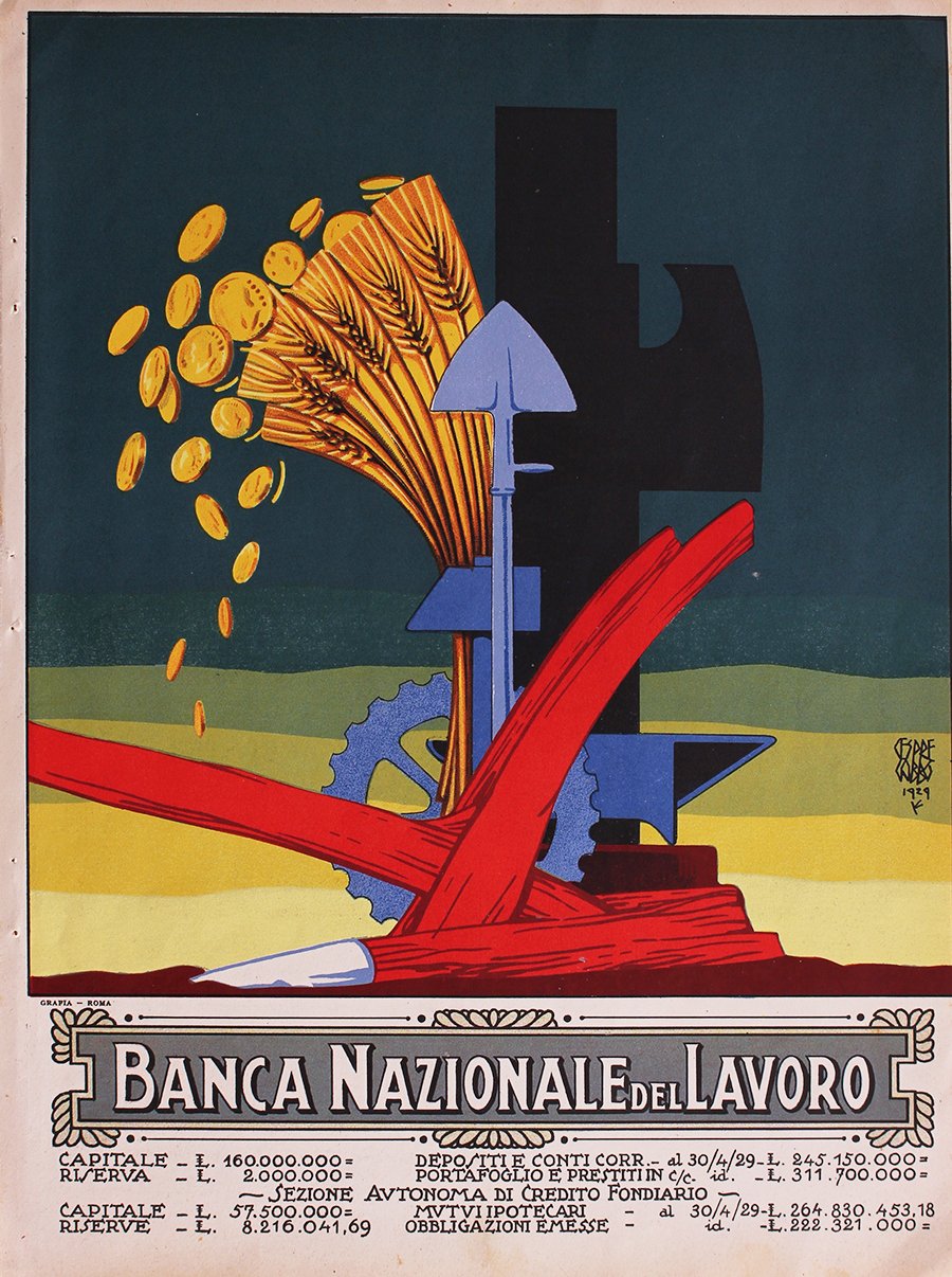 Banca Nazionale del Lavoro/Istituto Nazionale delle Assicurazioni. Advertising 1930