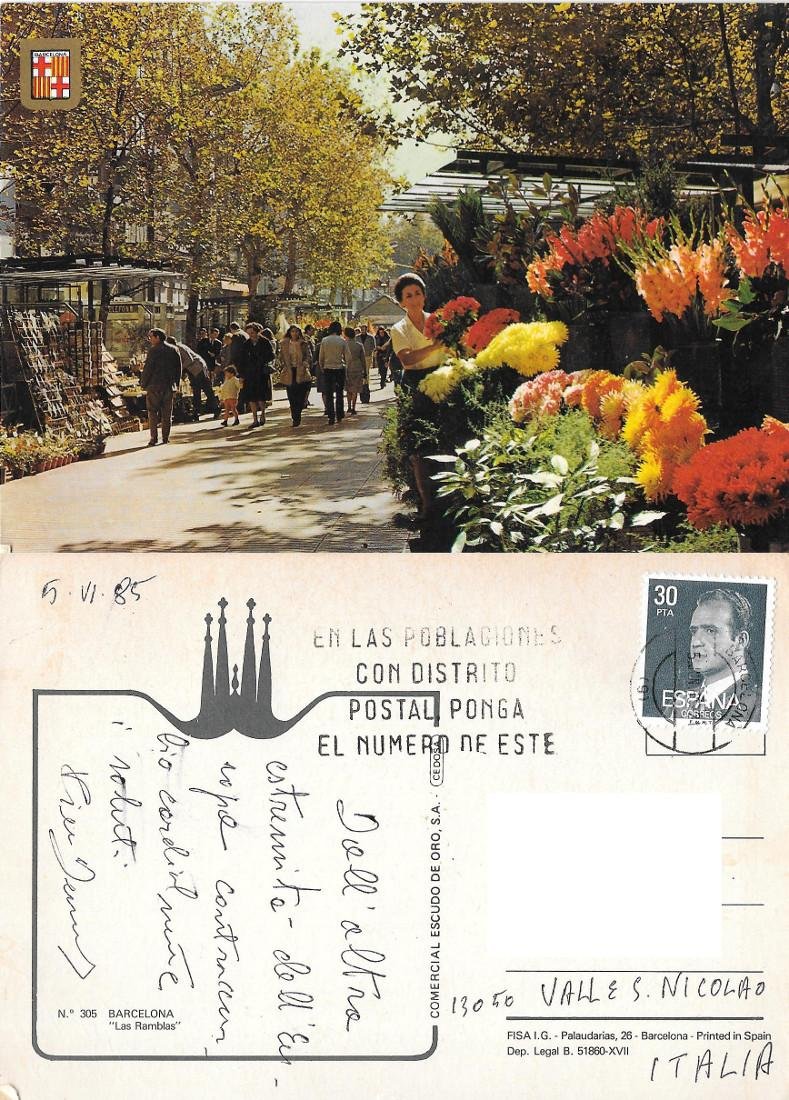 Barcelona. Las Ramblas viaggiata 1985