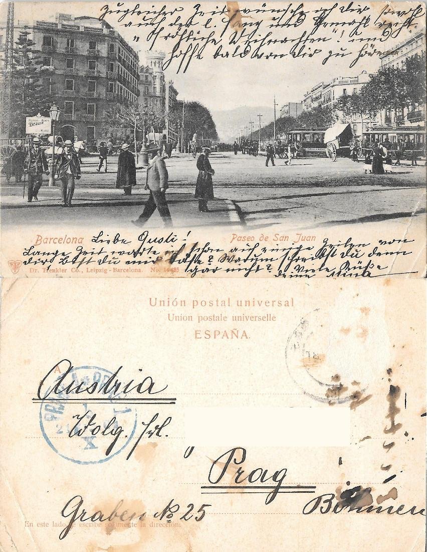 Barcelona. Paseo de San Juan. Viaggiata 1901