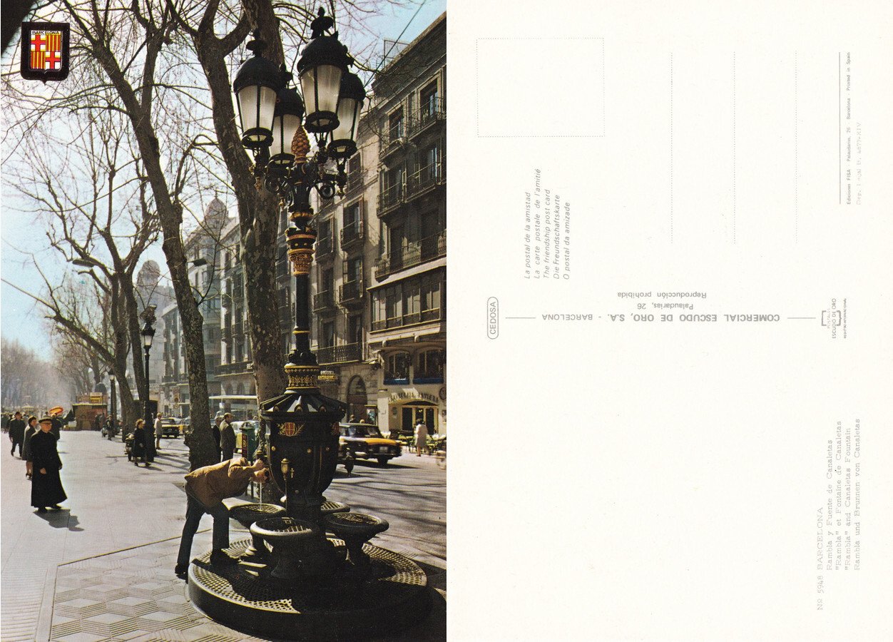 Barcelona. Rambla y Fuente de Canaletas. Non viaggiata