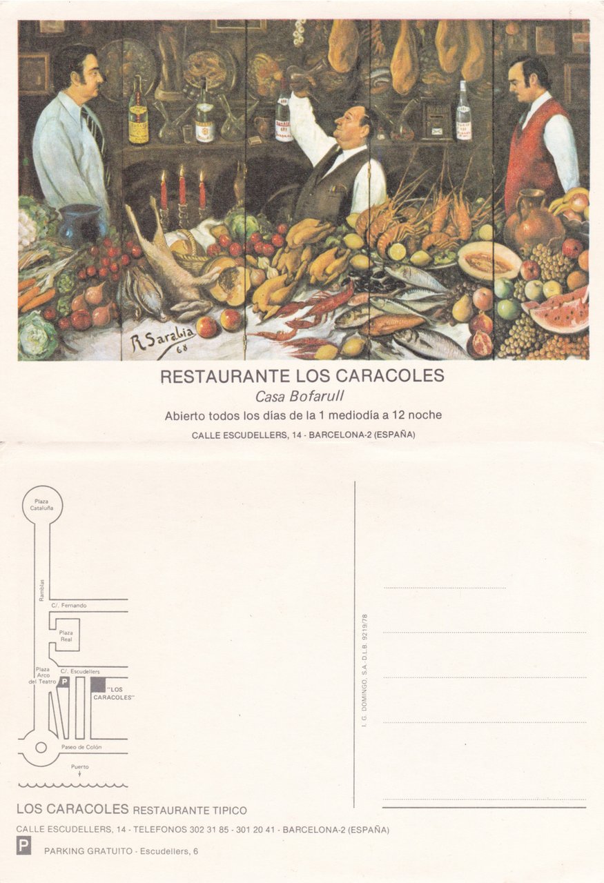 Barcelona. Restaurante Los Caracoles. Non viaggiata