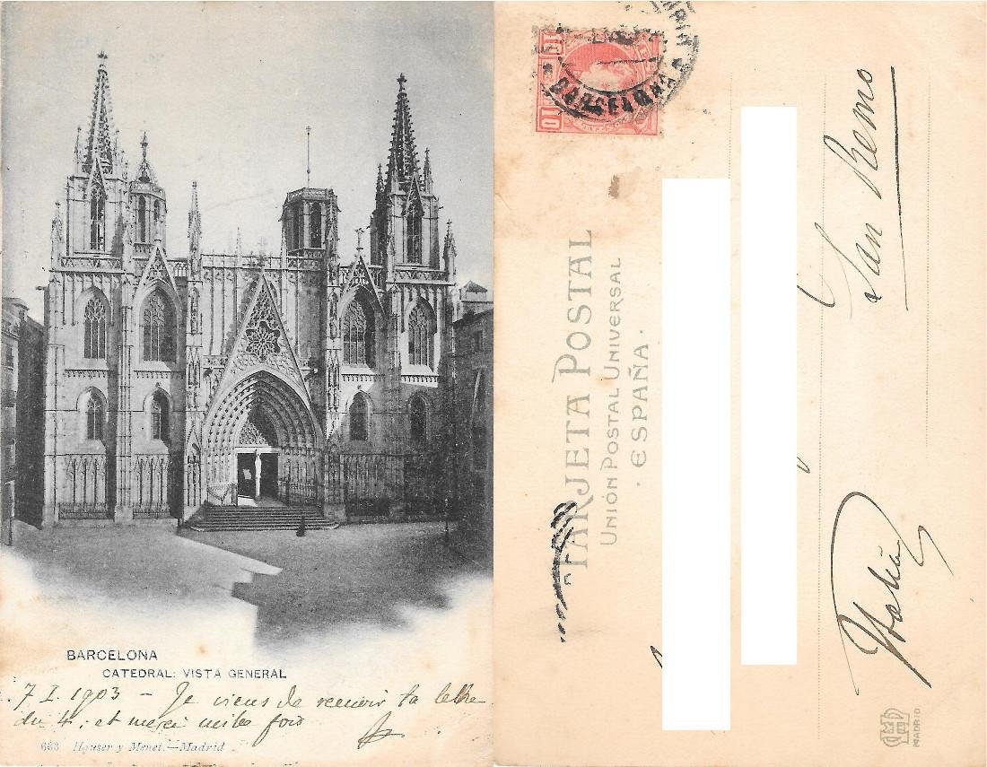 Barcelona (SPA). Catedral: vista general Ed. Hauser y Menet. Viaggiata …