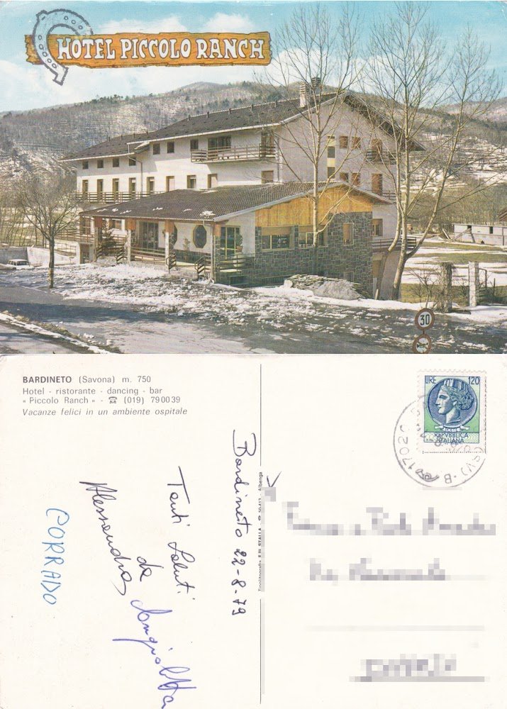 Bardineto (SV). Hotel Ristorante Piccolo Ranch. Viaggiata 1979