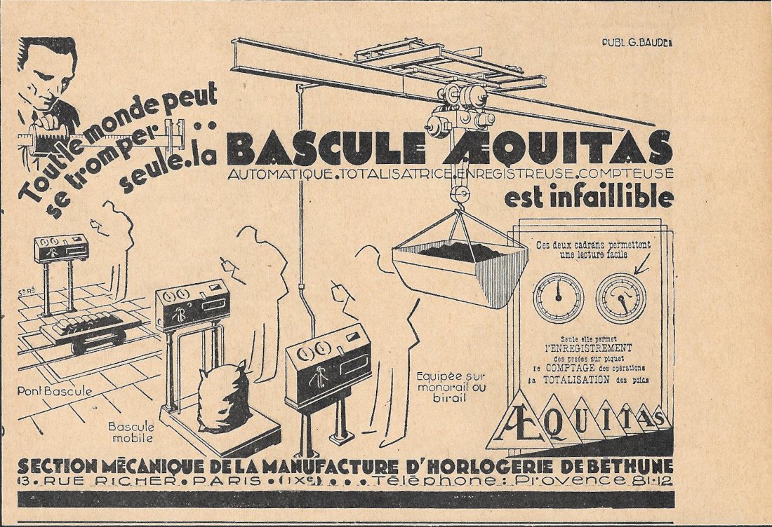 Bascule AEquitas - Advertising 1929