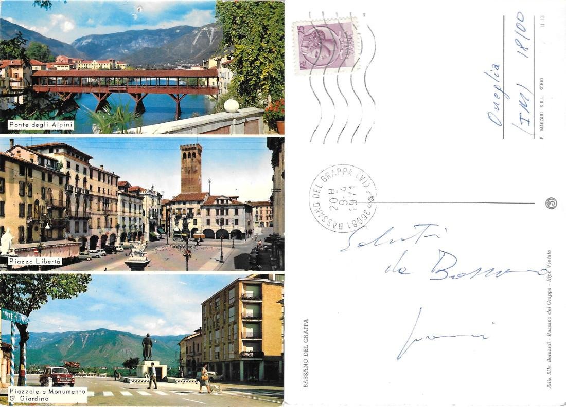 Bassano del Grappa (VI). Vedute. Viaggiata 1971