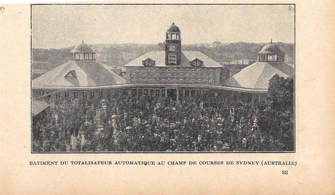 Batiment du totalisateur automatique au champ de courses de Sidney. …