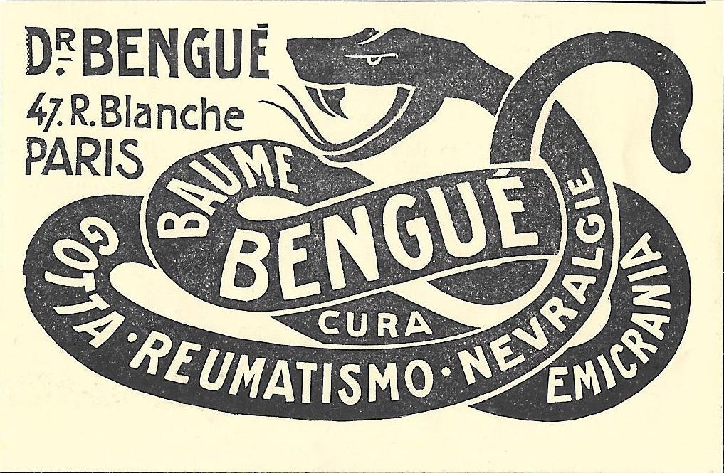 Baume Bengué cura gotta, reumatismo, nevralgie, emicrania. Advertising 1914 | Immagine principale